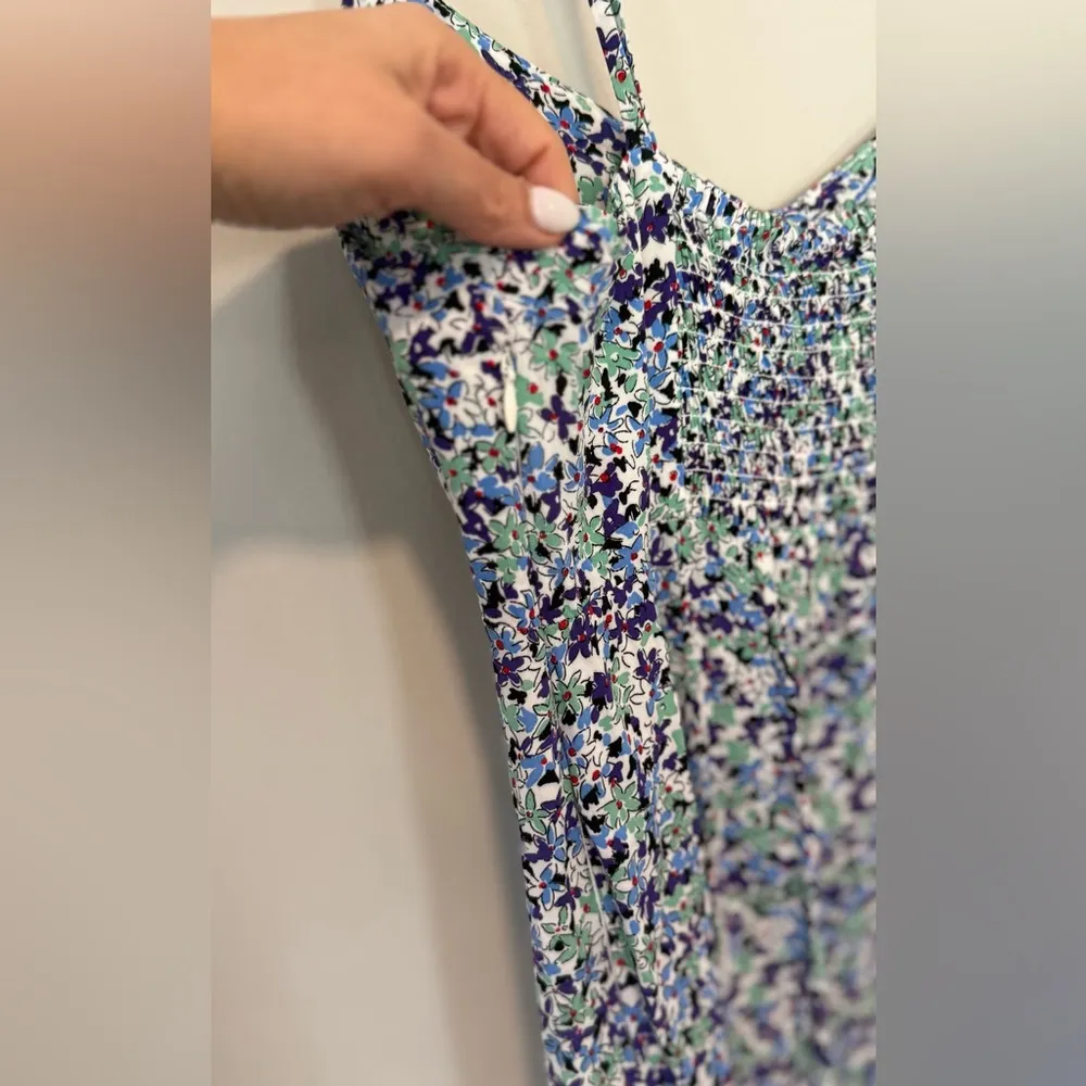 Zara Floral Multi Color Floral V-Neckline Midi Dress With Front Slit Size M 1734 - Image 10