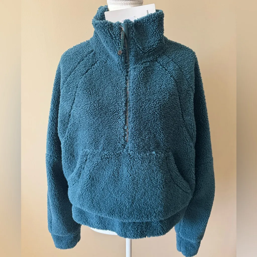 Lululemon Scuba Oversized Cropped Fleece Funnel Neck Green Jasper Sz M/L NWT - Image 5