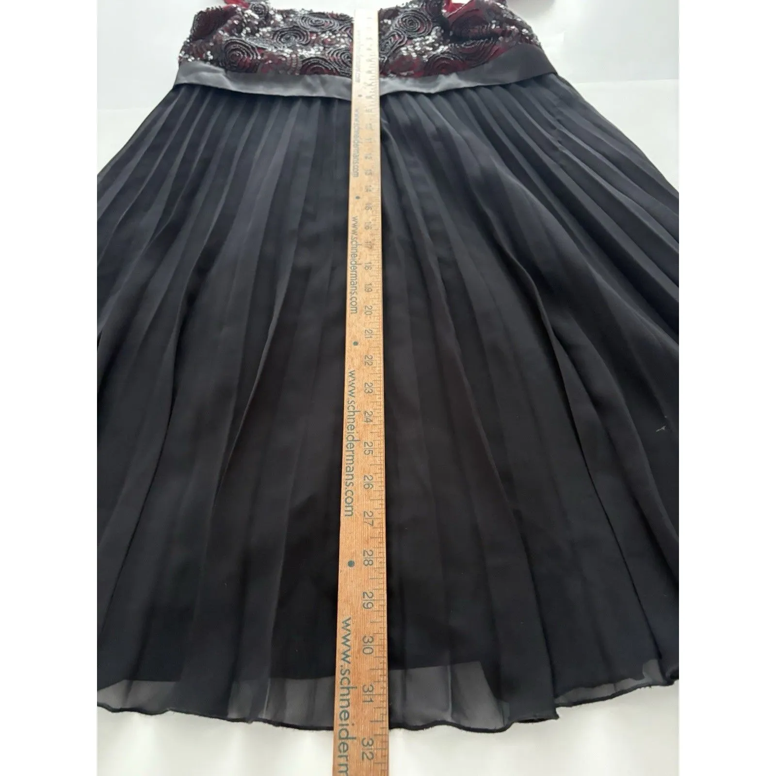 Vtg Victor Costa Dress Sz 12 Black Red Beads Sequins Empire Waist Party Holiday* - Image 10