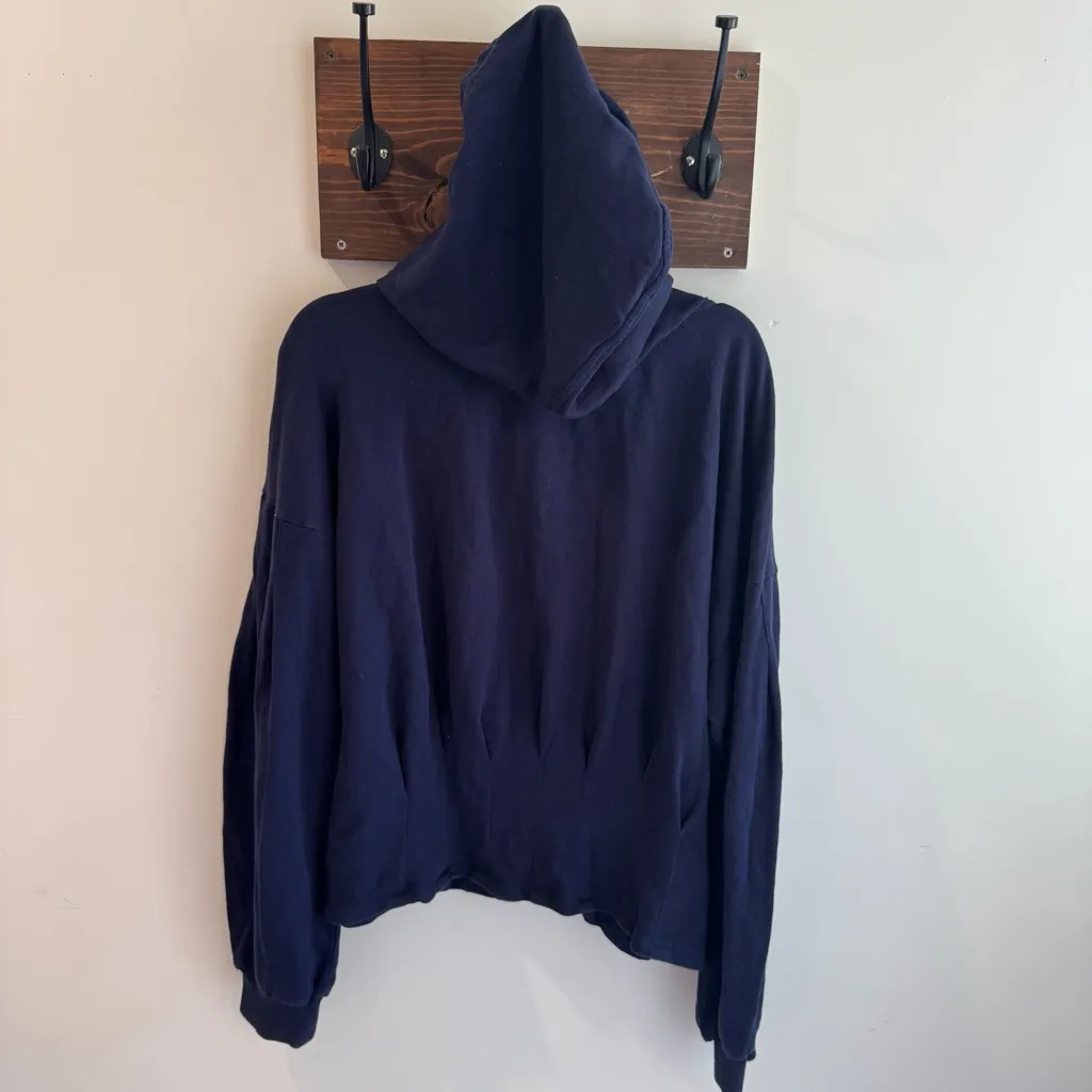 Anthropologie Maeve Cary Darted Zip-Up Hoodie Navy XL - Image 9