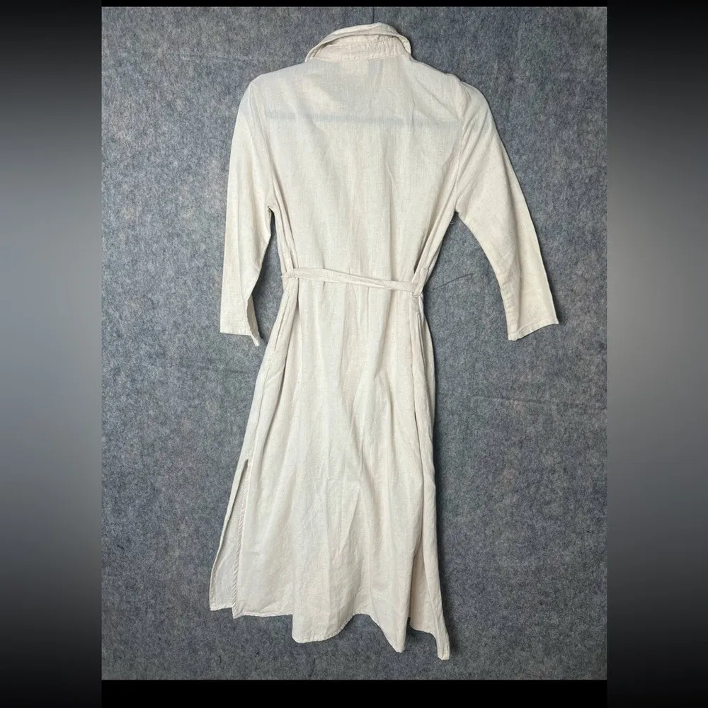 Mira Boutique Woman Size XS‎ Modest Belted Shirt Midi long sleeve Dress - Image 3