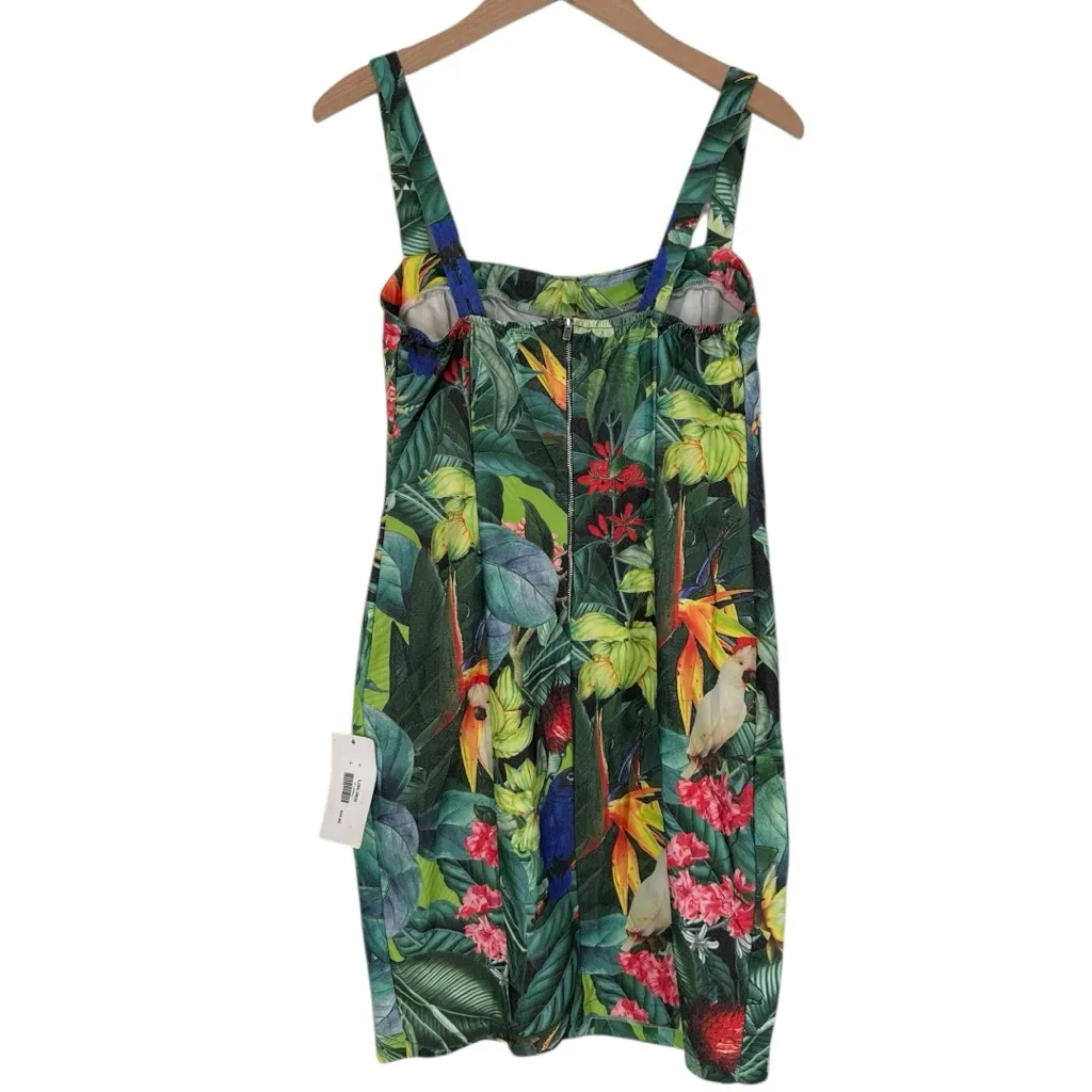 Anonymous Addiction Tropical Floral Leaf Print Dress size Large NWT Sleeveless Green - Image 7