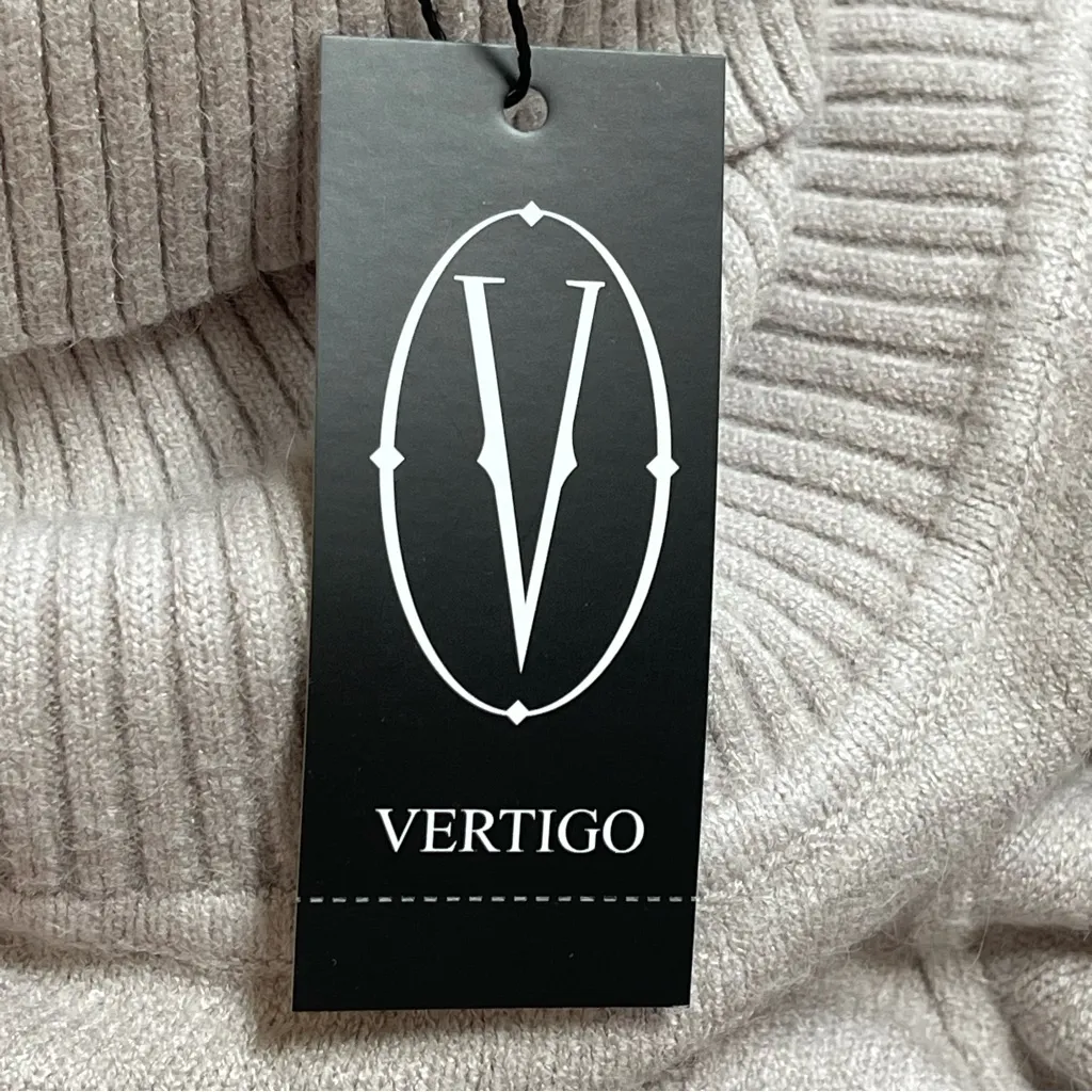 Vertigo Cowl Neck Cable Knit  Tunic Sweater Asymmetric Shape Dress Sz XL beige - Image 10