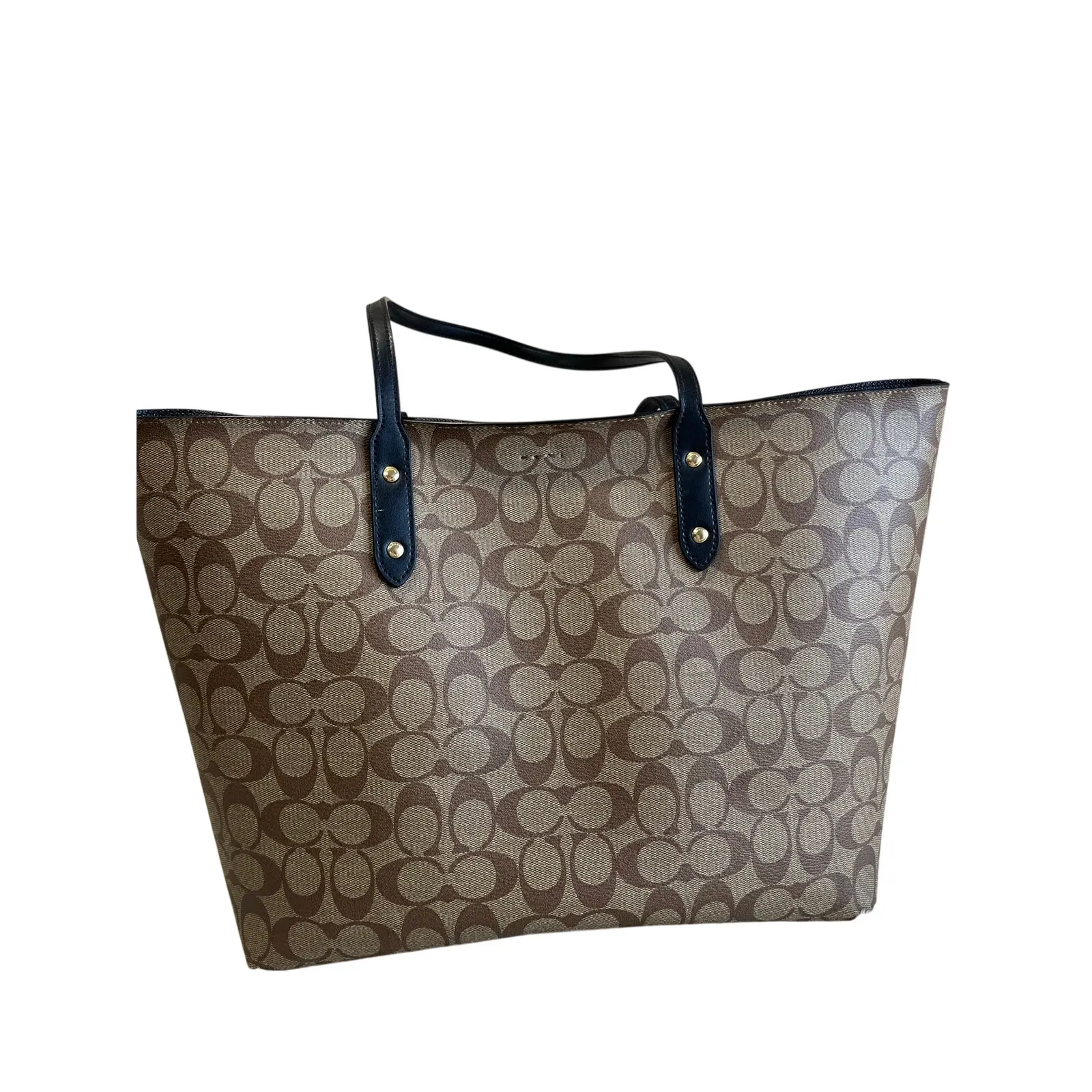 Coach City Signature Canvas Large Tote Shoulder Bag Brown Monogram Purse - Image 2