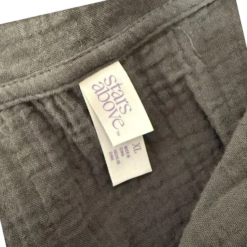 Stars Above Top Size XL Gray Crinkle Boxy Short Sleeve lounge‎ BOHO Minimalist - Image 3