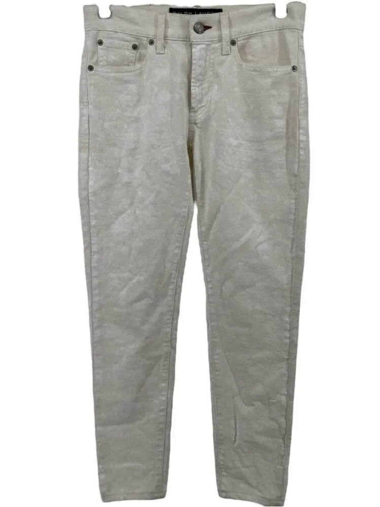 Ralph Lauren 105 Cigarette Jeans Stretch Denim Mid Rise Straight White 26 - Image 2