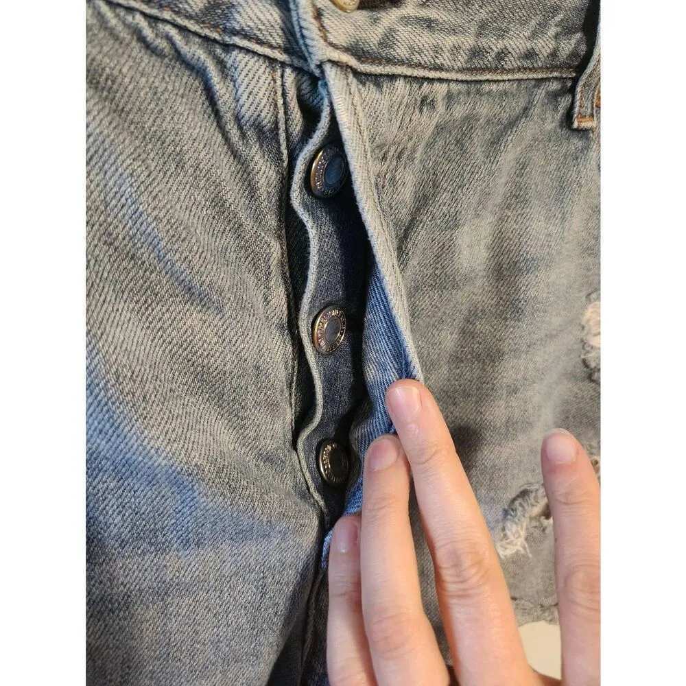 American Eagle size 18 Hi Rise Festival Destroyed Shortie Jean Shorts - Image 2