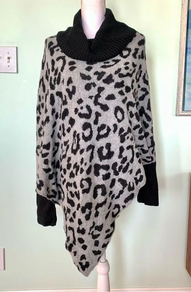 NWT New Directions Johanna Knit Animal Print Cowl Neck Batwing Sleeve Sweater XL - Image 3