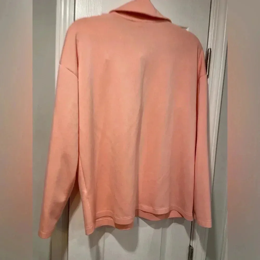 J Jill Fit Sleek Double Knit Snap Front Collared Long Sleeve Pullover Top Size M Orange Size M - Image 7