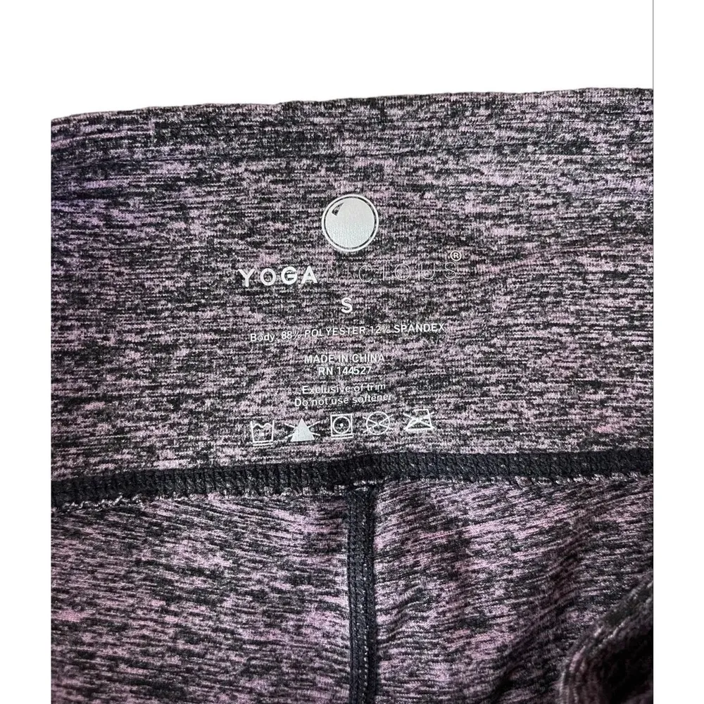 Yogalicious Soft Stretch Cropped Leggings Strappy Back Purple Size Small - EUC - Image 9