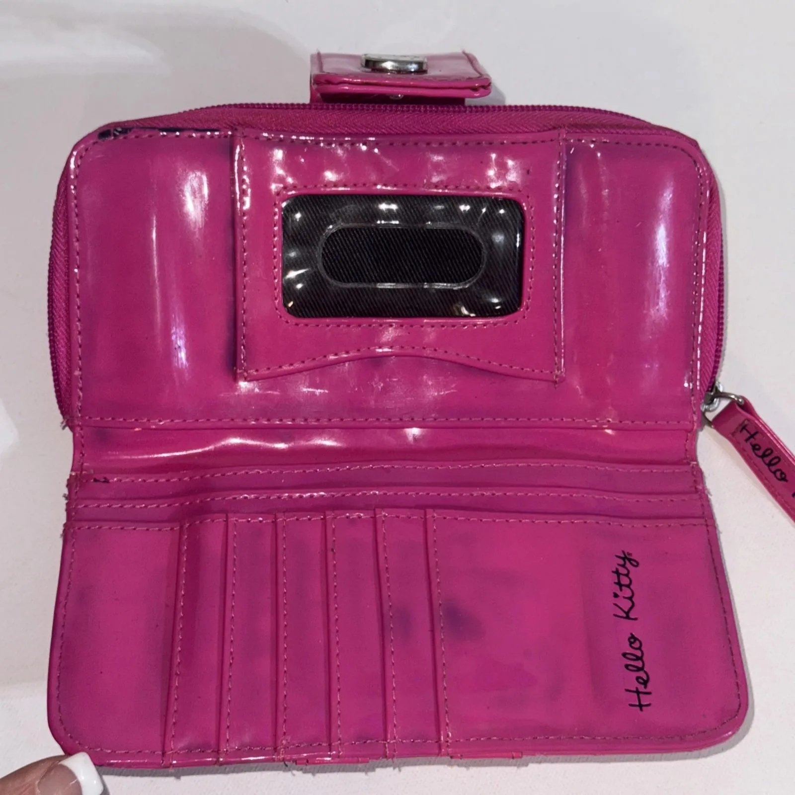 Hello Kitty Vintage Y2K 2009 Loungefly Wallet Pink Patent Leather Collectible - Image 12