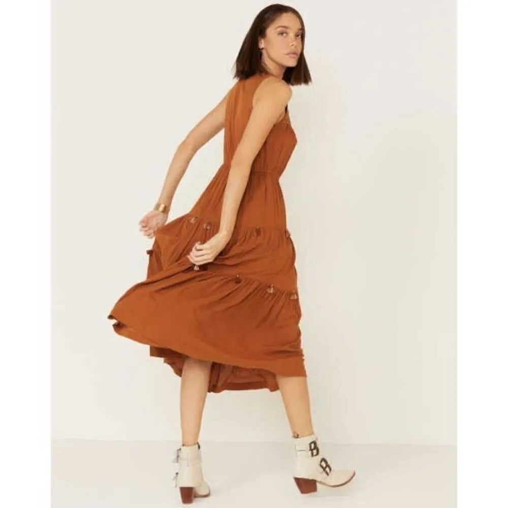 Shyanne Cognac Rust Orange Brown Western Maxi Dress XL NWT - Image 11