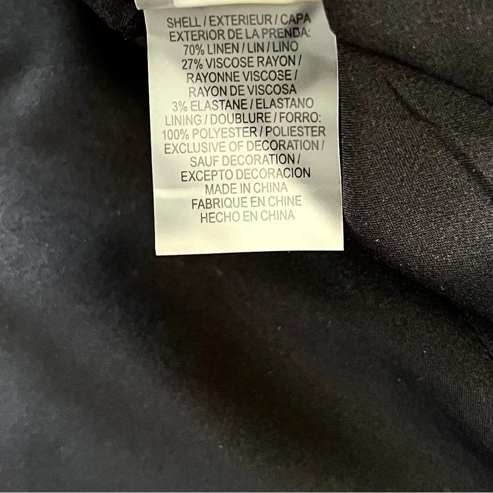 Elie Tahari Calista Black Linen Blend Faux Leather Trim Blazer Size 0 - Image 11