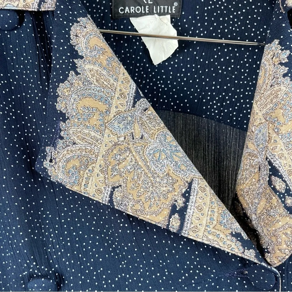 VINTAGE Carole Little Size 10 Paisley Polka Dot Multi Print Blazer Jacket Boho - Image 5