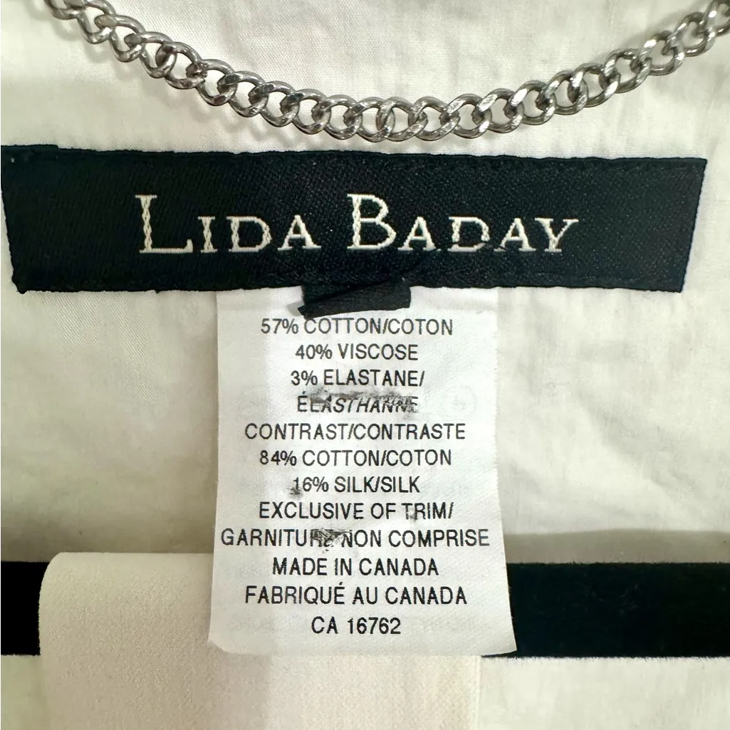 Lida Baday Cream Stretch Open Front Belted Jacket White Size 12 - Image 4