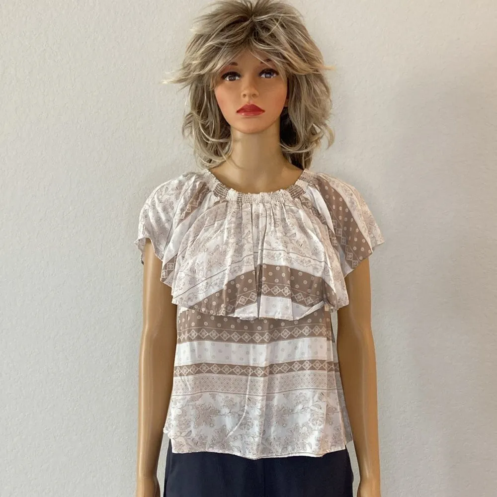 Show Me Your Mumu Off Shoulder Bungalow Top Boho Festival Blouse Peasant Ruffle - Image 6