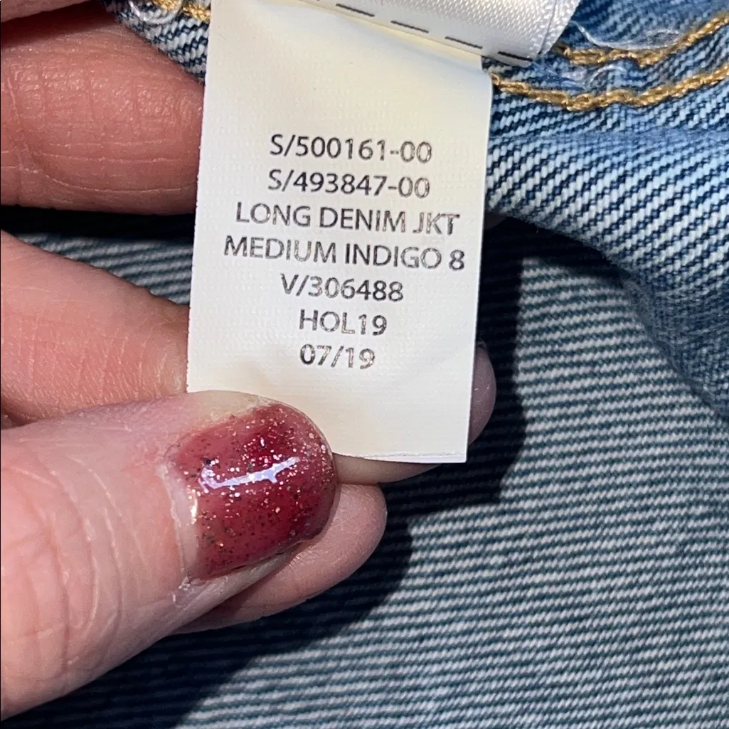 GAP Denim Long Jacket Medium Indigo Blue M - Image 9