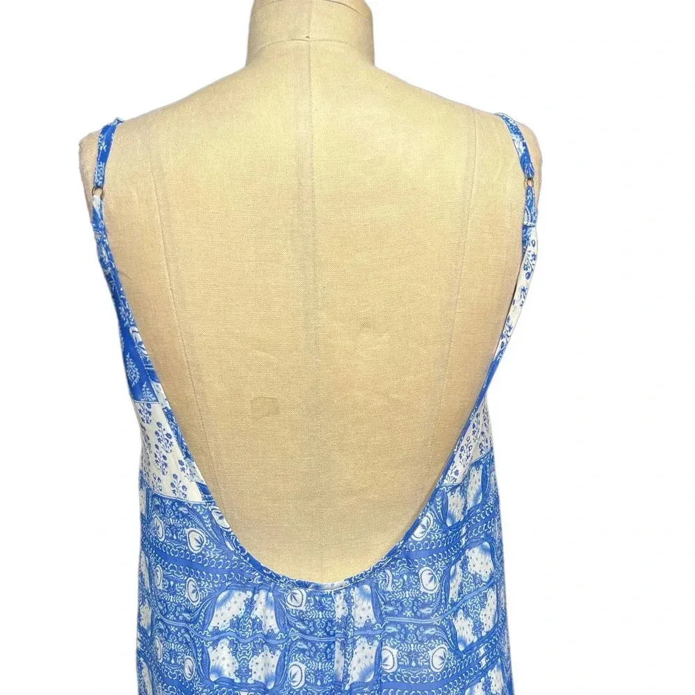 Show Me Your Mumu Hey You Back Dress Teacups Tulips Blue‎ White Size Small - Image 8