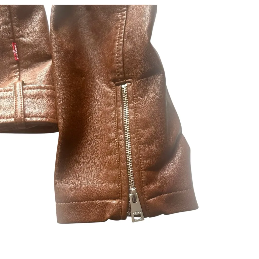 Levi Strauss Chocolate Faux Leather Jacket with Silver Accents Size 2X NWOT Brown - Image 3