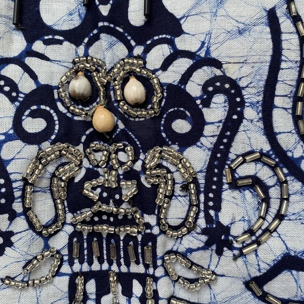 NWT Theo vintage tuxedo vest with beading. Blue Size M - Image 4