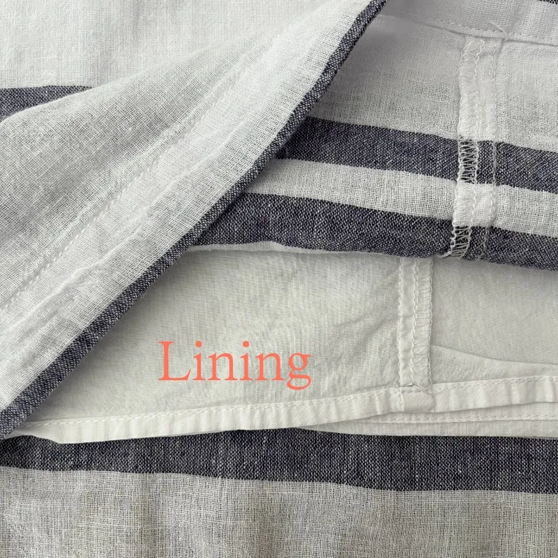 Beach Lunch Lounge Gray Striped‎ Linen Blend Sleeveless Shift Dress - Image 3