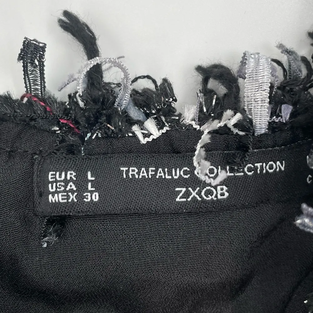 ZXQB Womens Tweed Style Sleeveless Tapestery Sparkle Crop Top Zip Back Large - Image 6