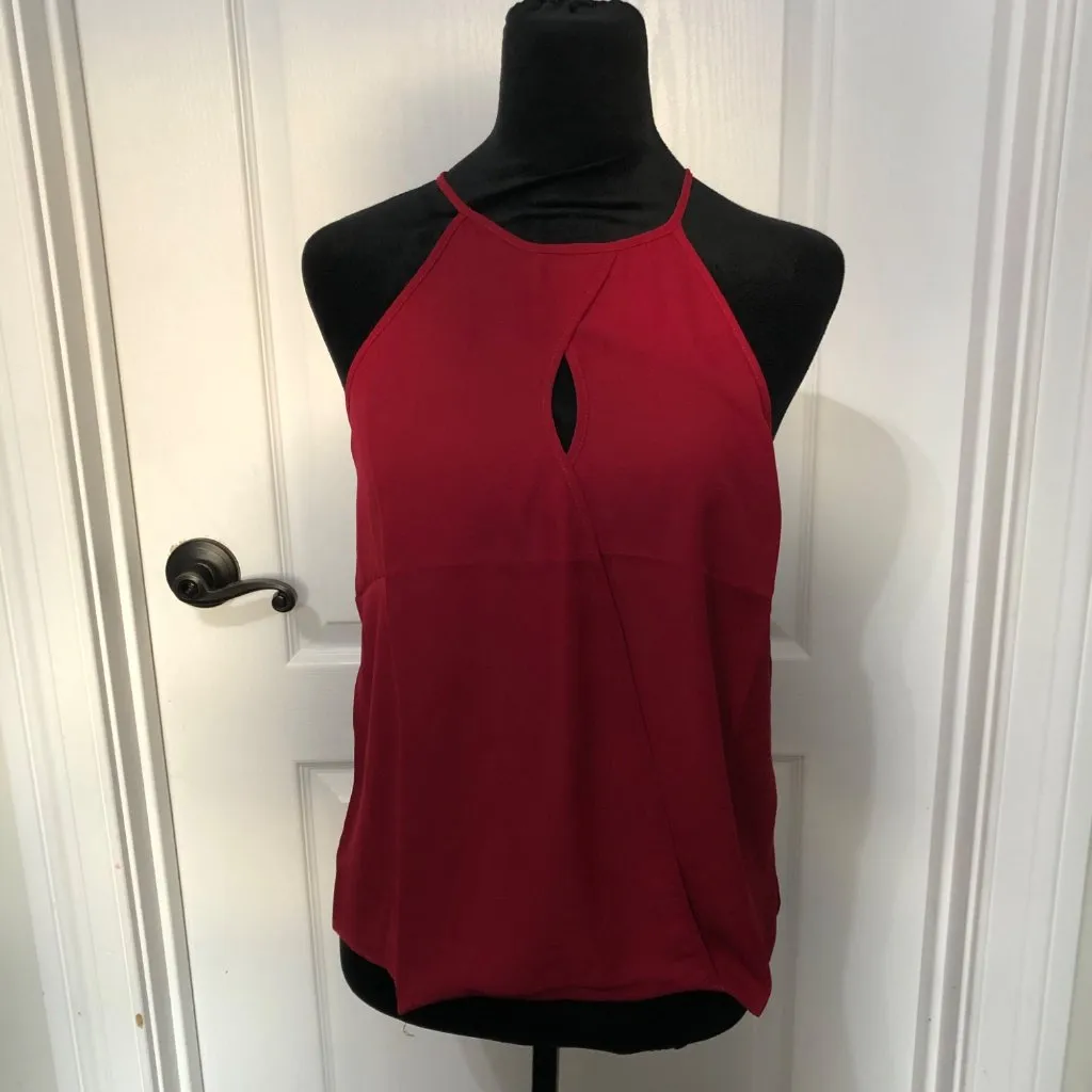 Three Eighty Two  Red Sleeveless Keyhole Blouse 100%‎ Polyester Size Small NWT - Image 3