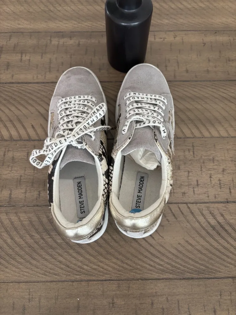 Steve Madden Women's Snake Print Sneakers - Gray and Cream - Image 6