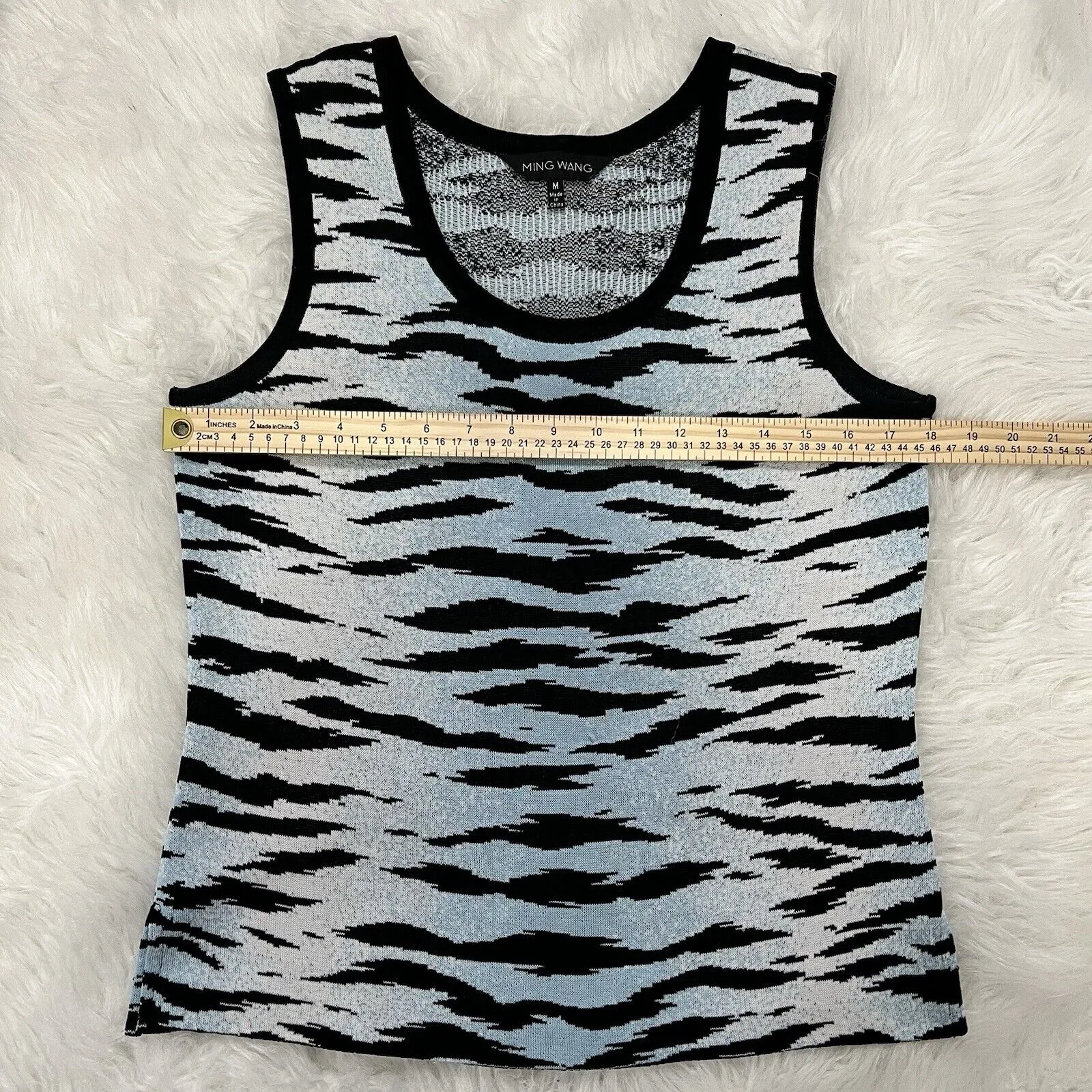 Y2K Ming Wang Tank Top Women Medium Zebra Bodycon Edgy Animal Retro Bold Casual - Image 8