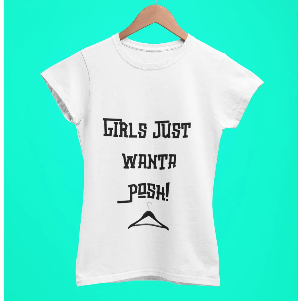 Girls Just Wanta Posh Custom‎ White Black Short Sleeve Graphic T - Image 2