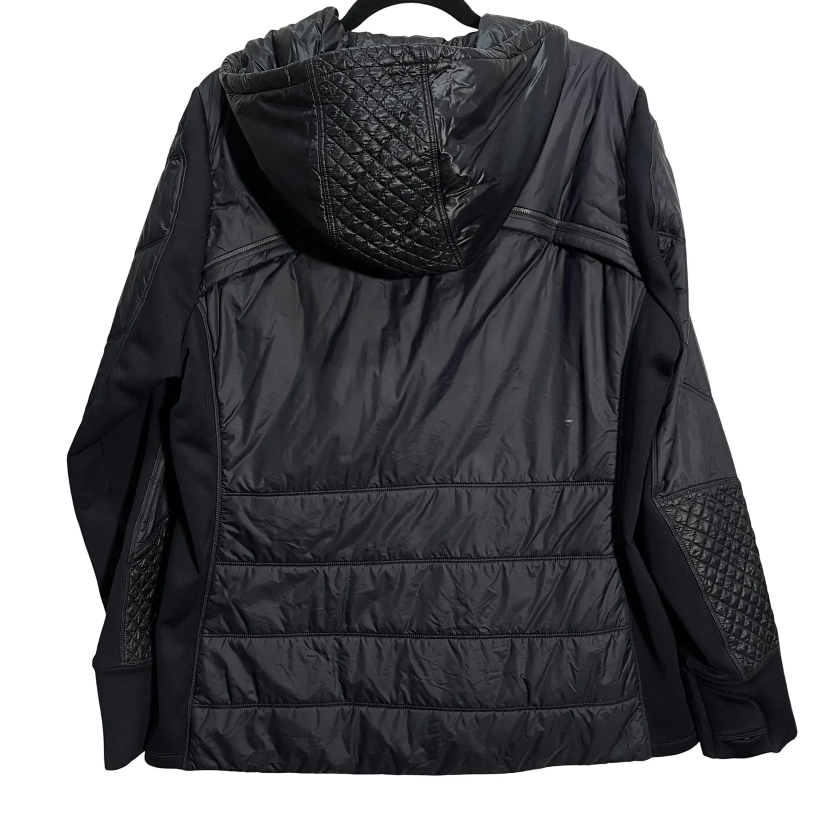 Athleta Women's Black Quilted Hooded Jacket Coat Puffer 1X Plus Size Fall Winter - Image 5