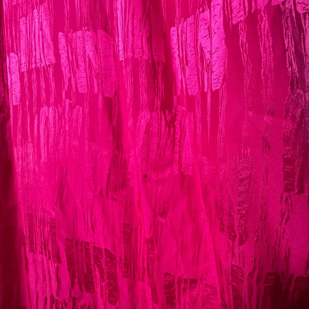 Vintage MS Chaus Silk Pink Fuchsia 3/4 Length Sleeve Dress Velcro Shoulder Pads Size 12 - Image 12