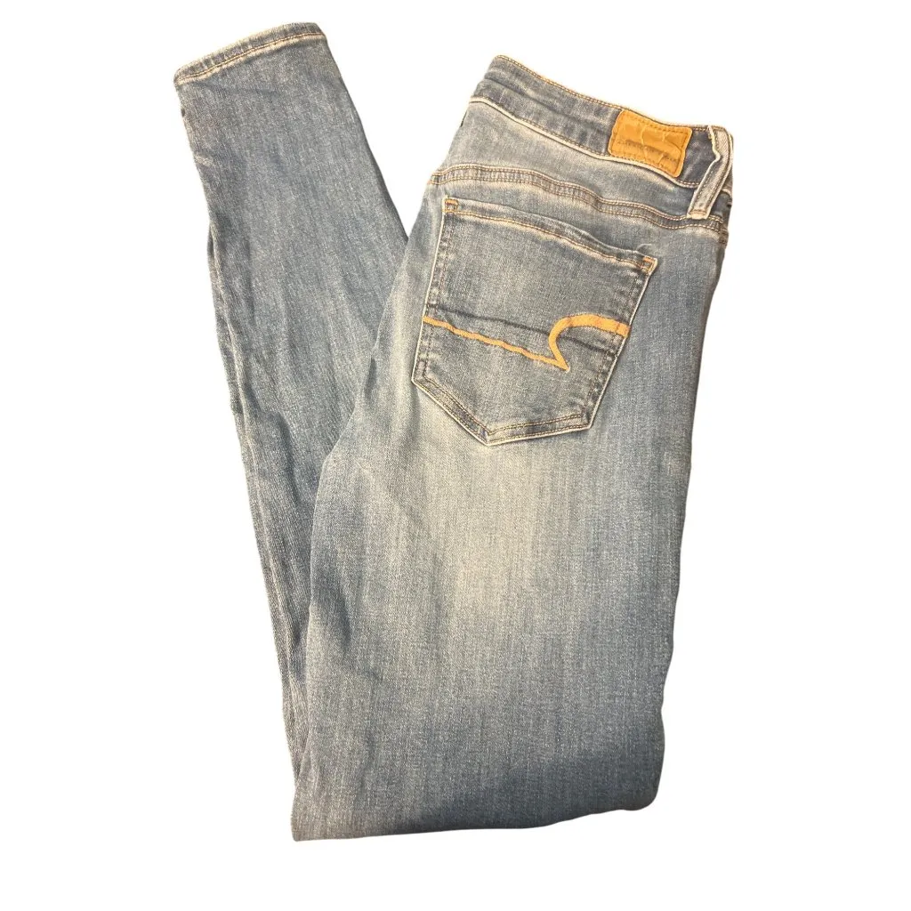 American Eagle Jegging Blue Denim Jeans Next Level Stretch Size 4 Long - Image 3