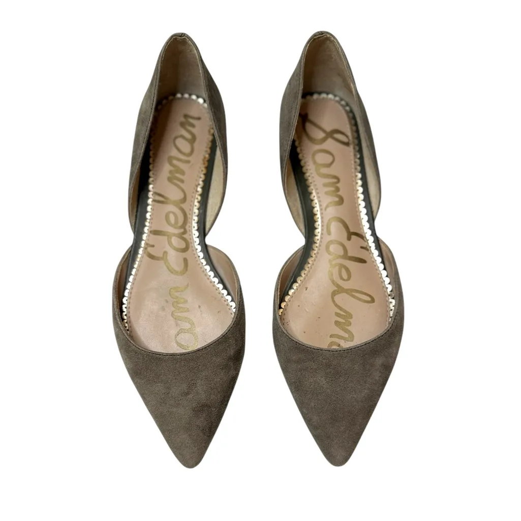 Sam Edelman Moss Green Pointed Toe d'Orsay Flat Slip On Comfortable Suede Size 6 - Image 3