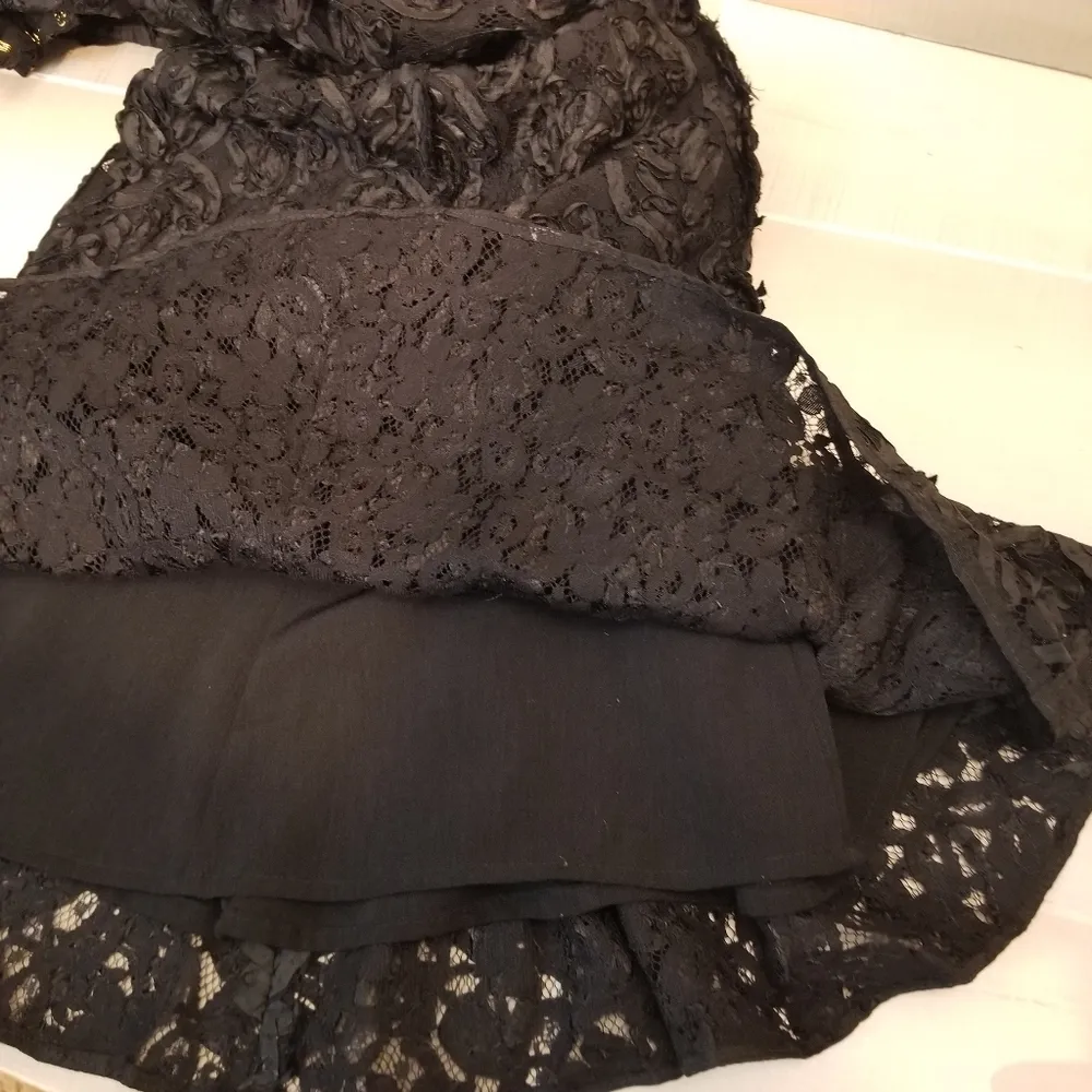 {4} Free People Black Night Queen Floral Lace Collar Neck Cocktail Dress - Image 11