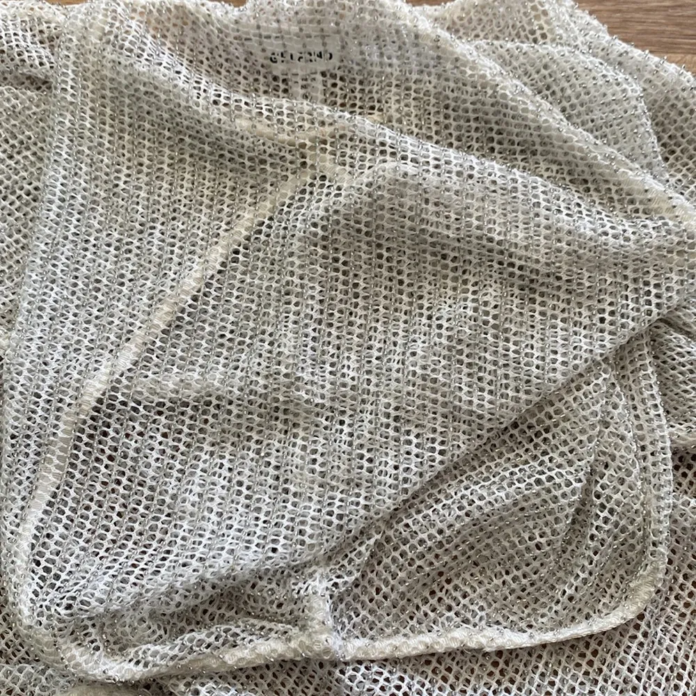 Grlfrnd Disco White Mesh Knit Beaded Hoodie sz M - Image 9