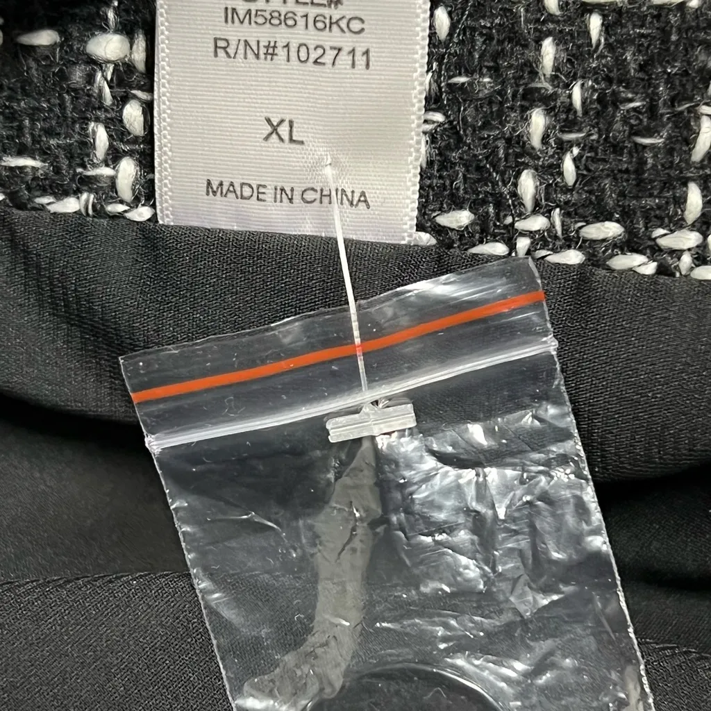 Gibson Black and White Lined Wool Blend Checked Coat - Size XL - EUC - Image 5