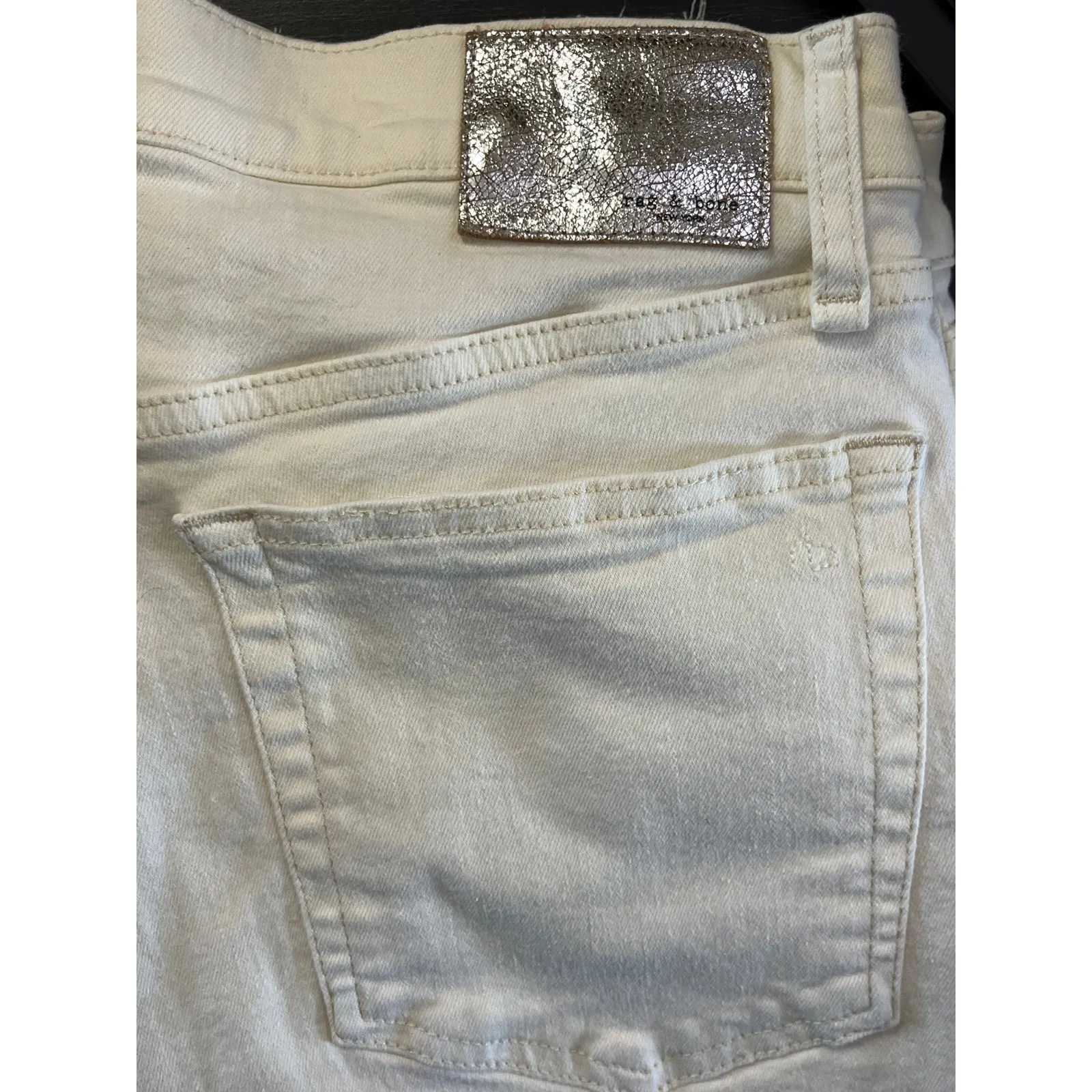 Rag & Bone Peyton Mid Rise Bootcut Jeans Ecru White Denim Sz 29 - Image 9