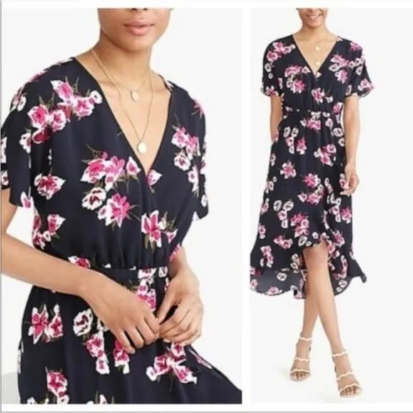 J. Crew Faux Wrap Floral Maxii Dress Pink M Blue Size M - Image 2
