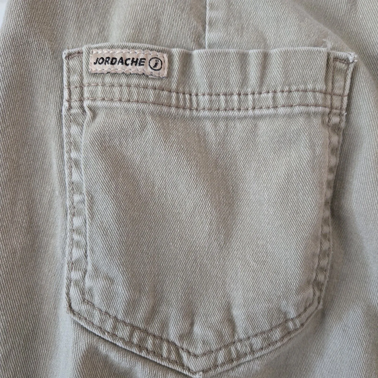 Vintage Jordache Crop Pants Sz 7/8 Capris Beige Straight Leg Embroidered Hem Y2K - Image 6