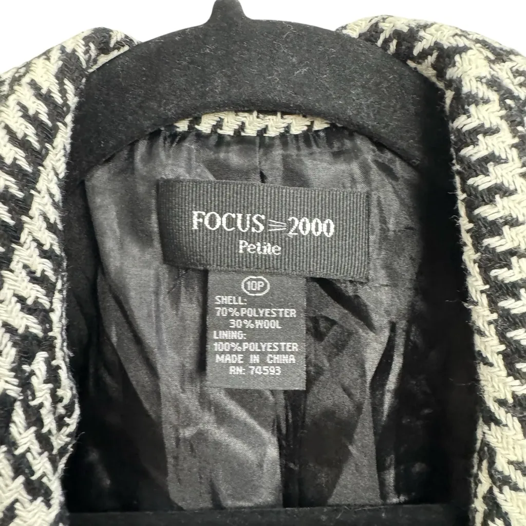 Focus 2000 Petite Black and White Houndstooth Coat Size 10P - Image 2