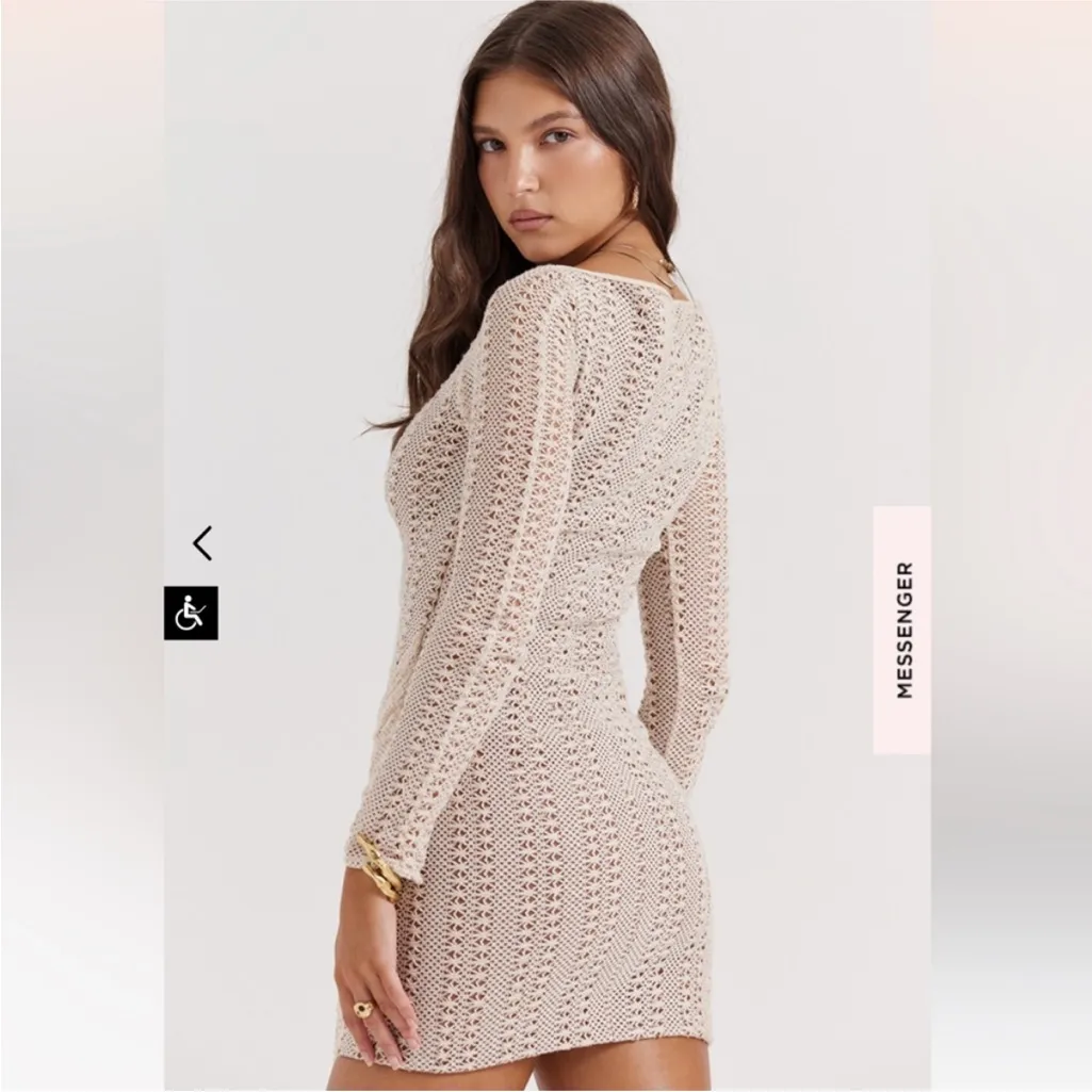 HOUSE OF CB 'Carmelita'‎ Natural Knit Lace Up Dress NWT size L - Image 11