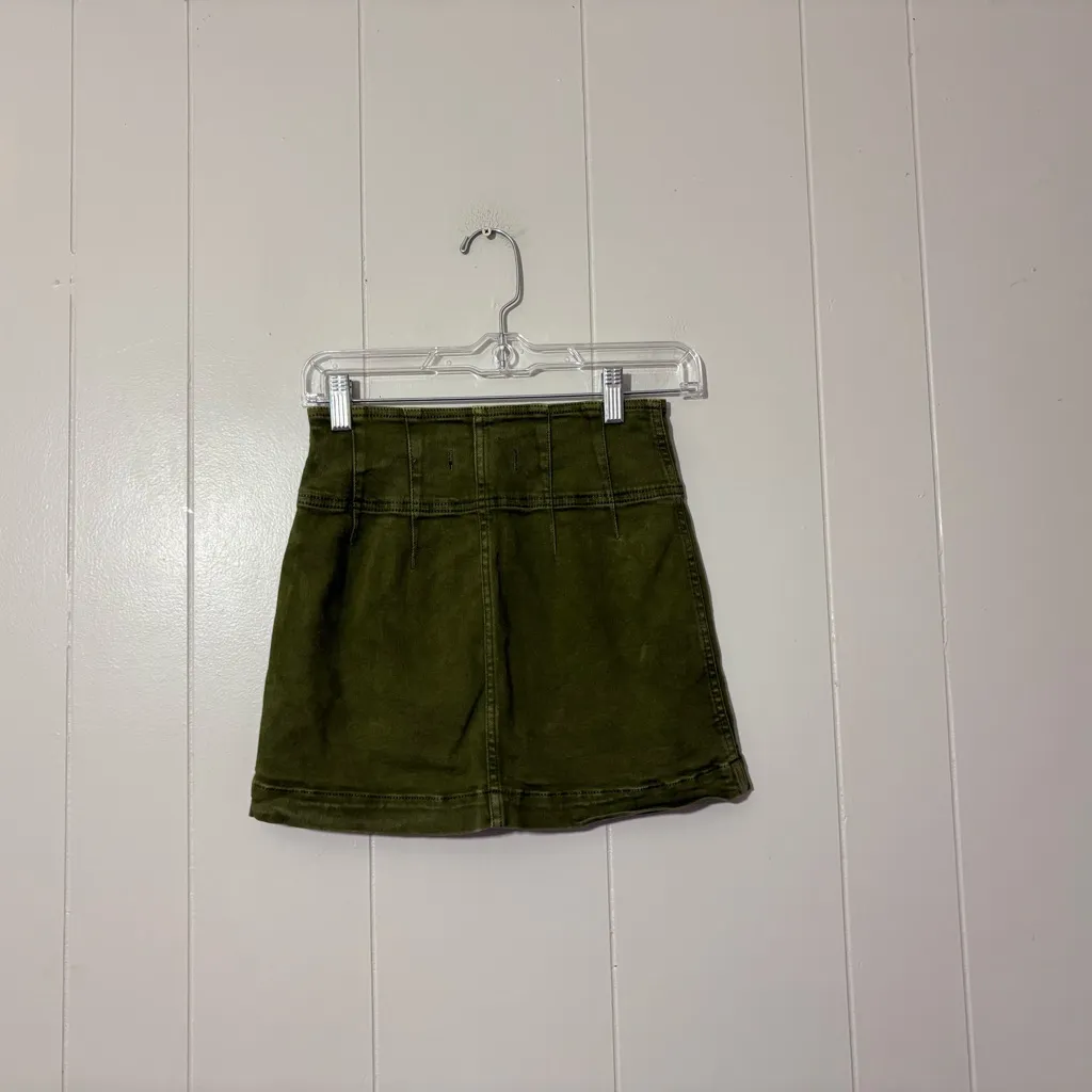WE THE FREE Free People Virgo Mini Skirt Cadet Green Denim Women's Size 25 - Image 5