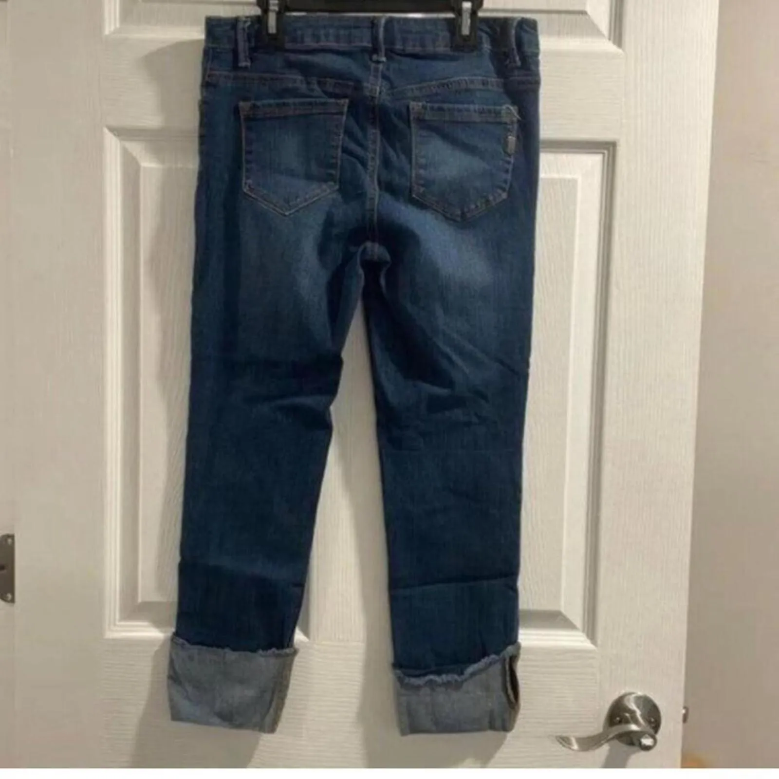 1822 Taylor Rolled Hem Distressed Denim Jeans Blue Size 8 - Image 8