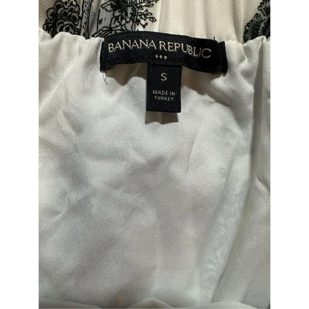 Banana Republic Black White Pleated Victorian Print Full Mini Skirt Sz S - Image 4