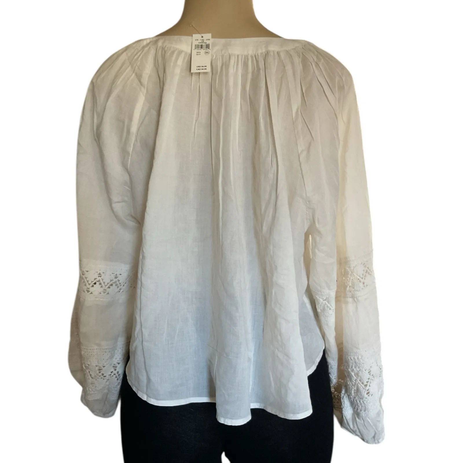 Aerie Natural Crochet Button Shirt Women’s S Boho Peasant Lace Ruffle Blouse NEW - Image 4