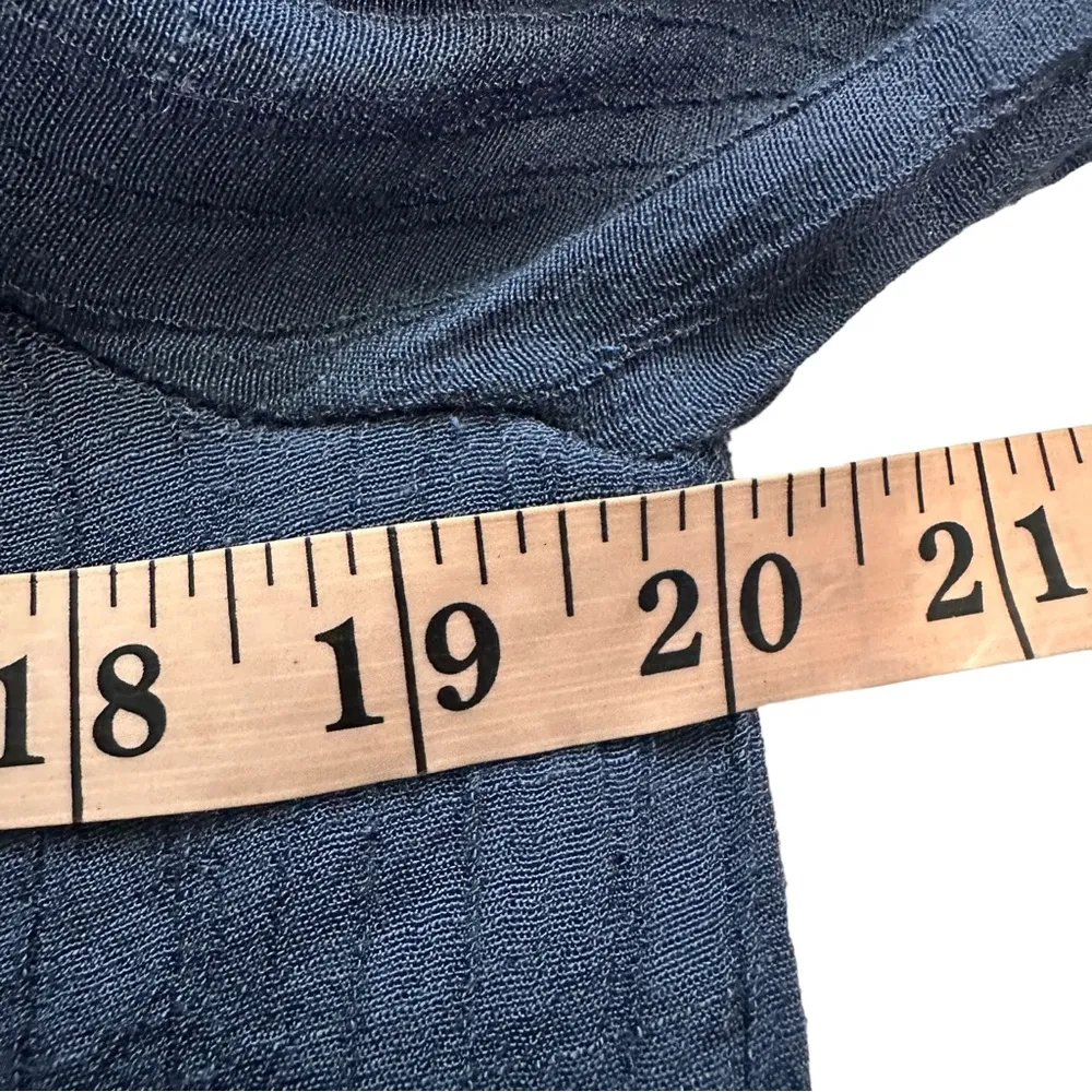 Umgee Navy Blue Embroidered Floral Long Sleeve Mini Dress Tiered Sleeve MEDIUM - Image 5