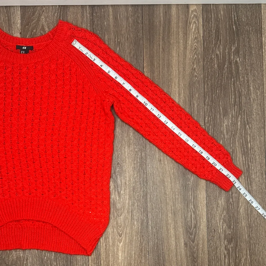 H&M Vibrant Red Crew Neck Sweater Women’s Size XS - Image 10