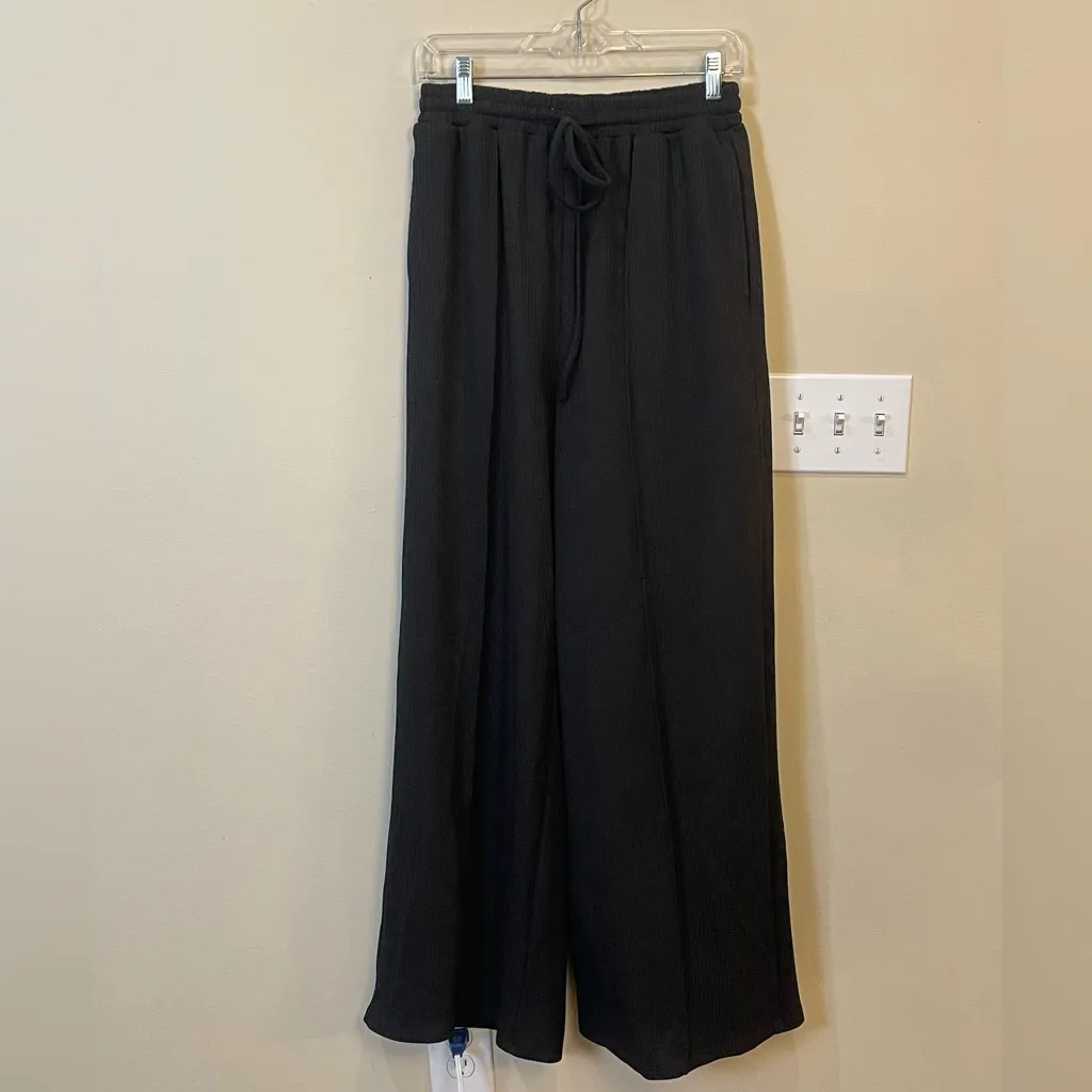 Cider 2 Piece Loungewear Wide Leg Ribbed‎ Pants Short Sleeve Bodysuit - Image 4
