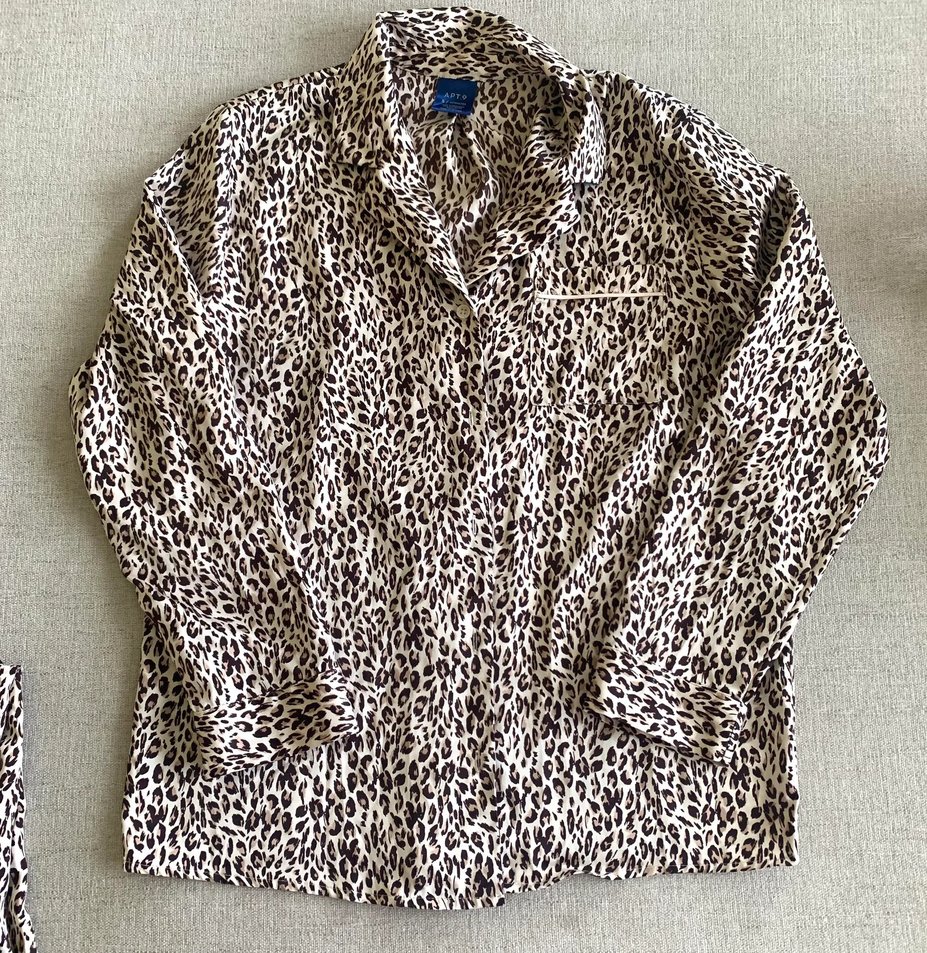 Apt. 9 Satin Leopard Print pajama set oversized button Down   - Image 2